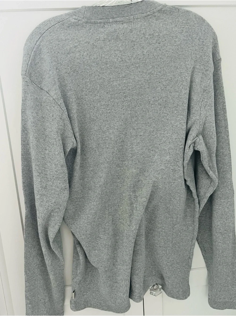 J. Crew Men's Cotton Crewneck Sweater-Tee Light Gray Ribbed XL